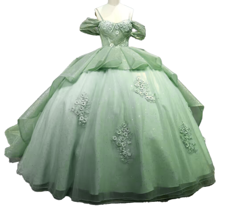 Iridescent Thick Glitter Tulle Quinceanera Dress