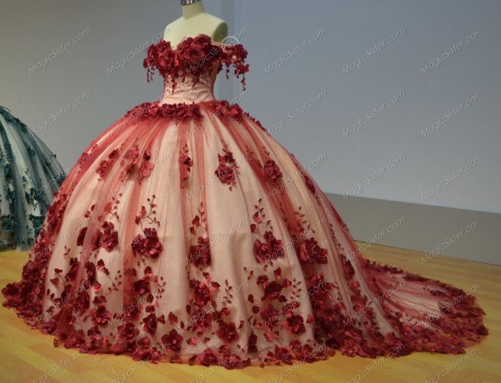 Instock 3D Flowers Quinceanera dresses