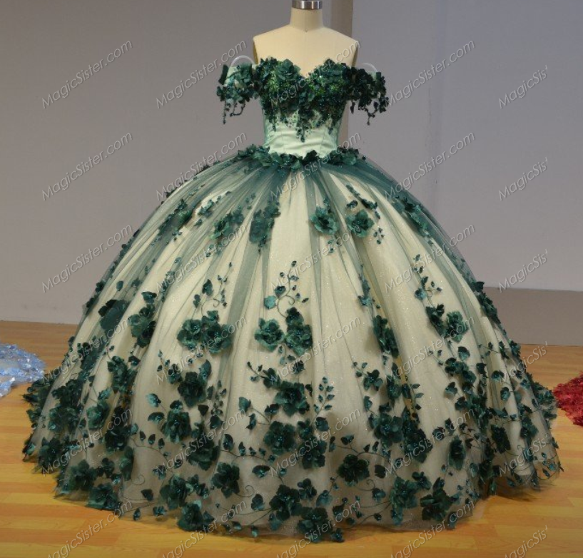 Instock 3D Flowers Quinceanera dresses