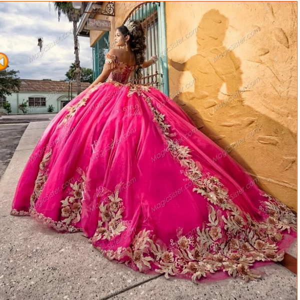 Instock 3D Flowers Quinceanera dresses