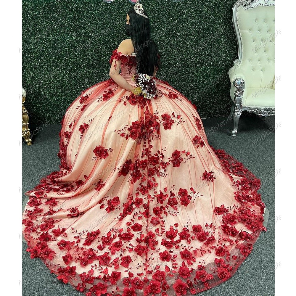 Instock 3D Flowers Quinceanera dresses