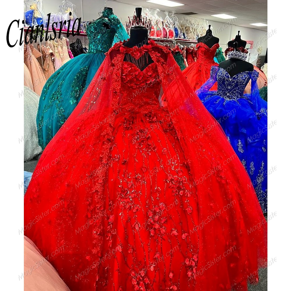 Instock 3D Flowers Quinceanera dresses