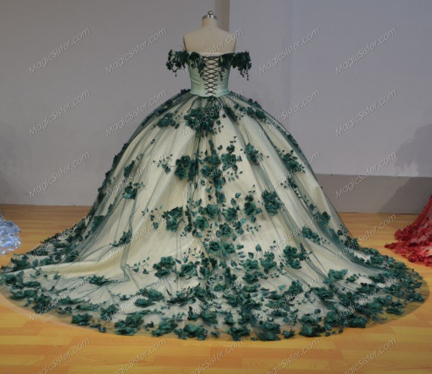 Instock 3D Flowers Quinceanera dresses