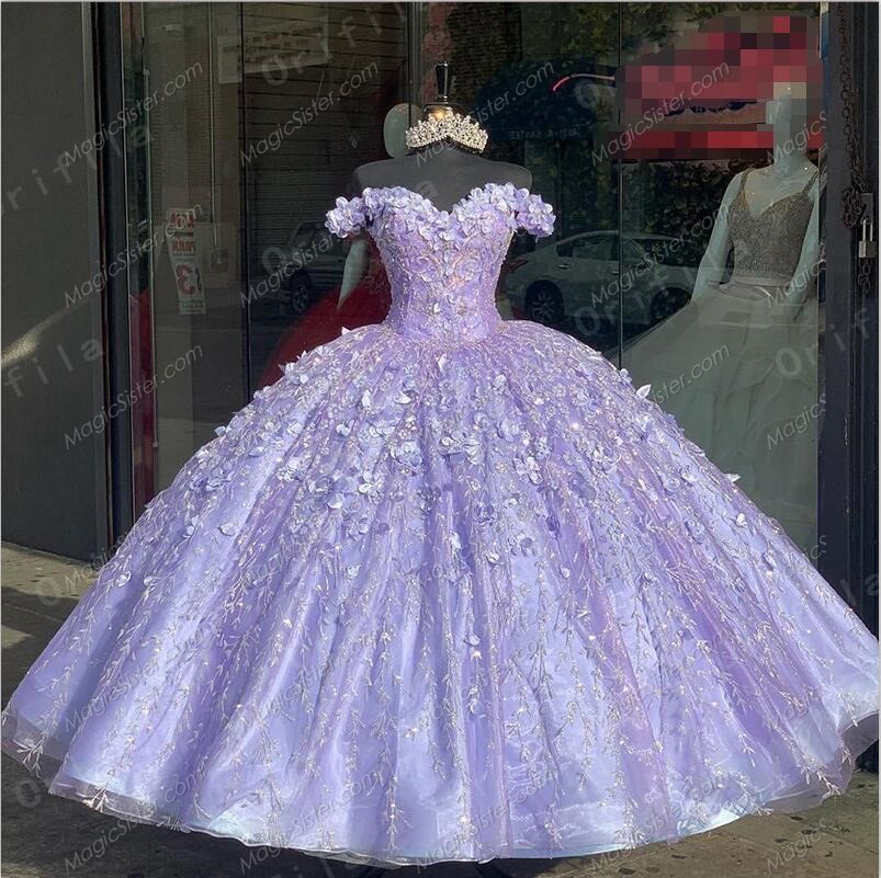Instock 3D Flowers Quinceanera dresses