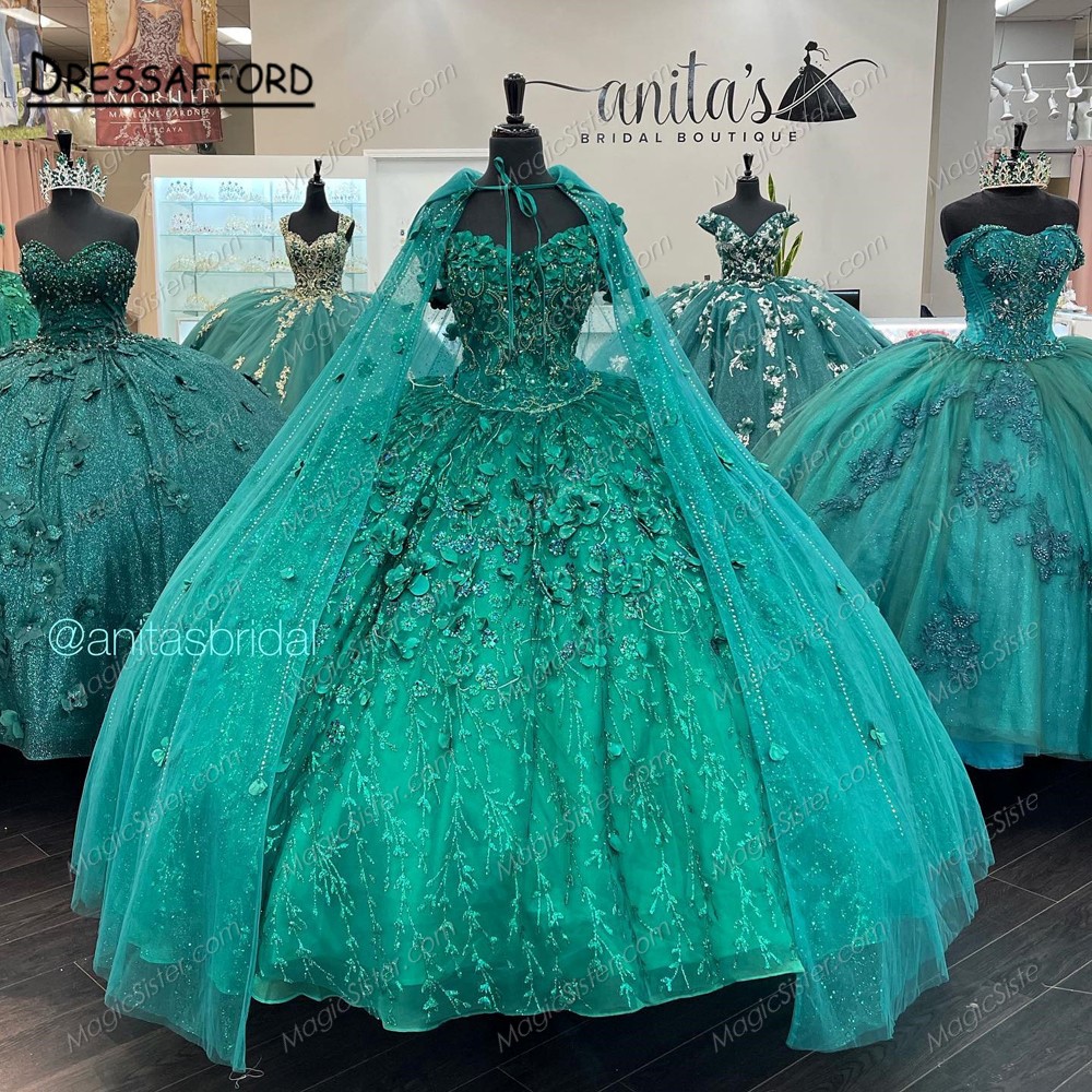 Instock 3D Flowers Quinceanera dresses