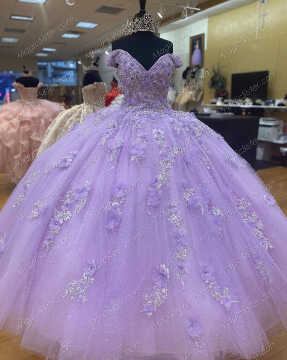Instock 3D Flowers Quinceanera dresses