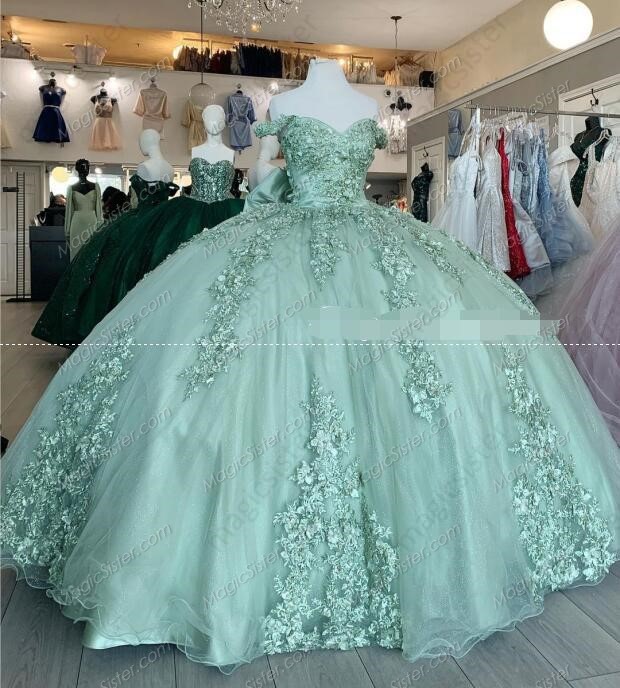 Instock 3D Flowers Quinceanera dresses