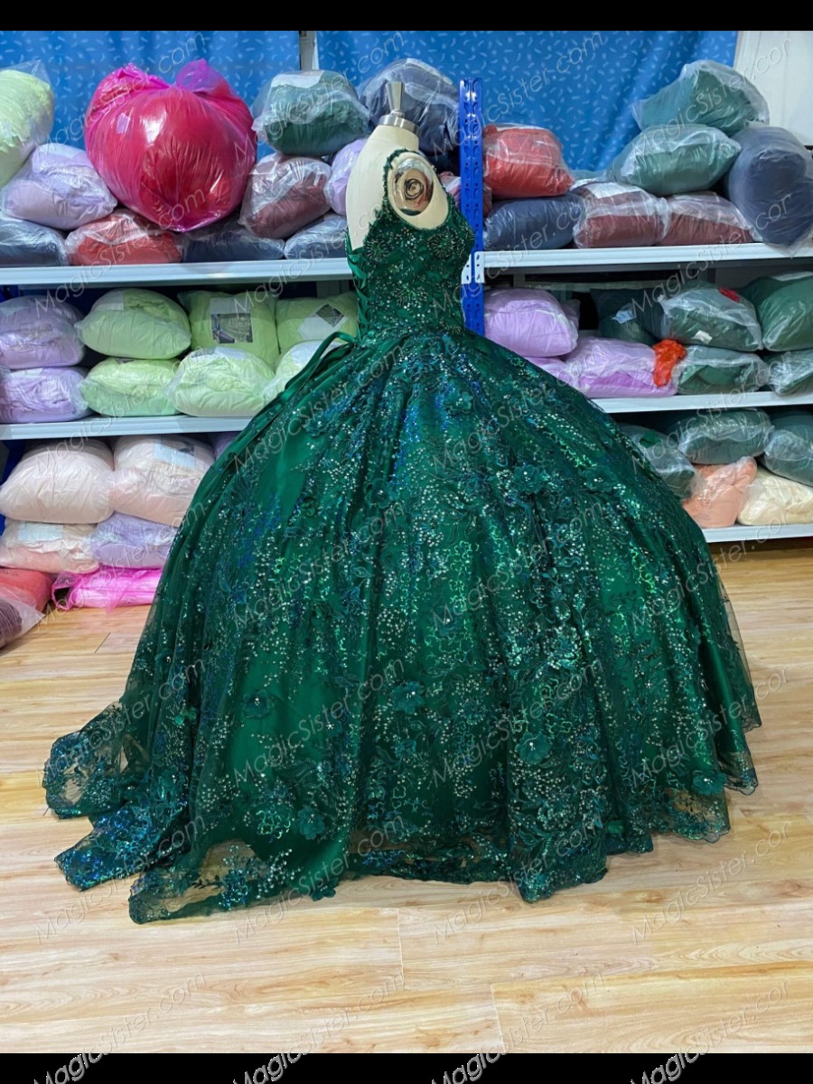 Instock 3D Sequined Flowers Quinceanera dresses