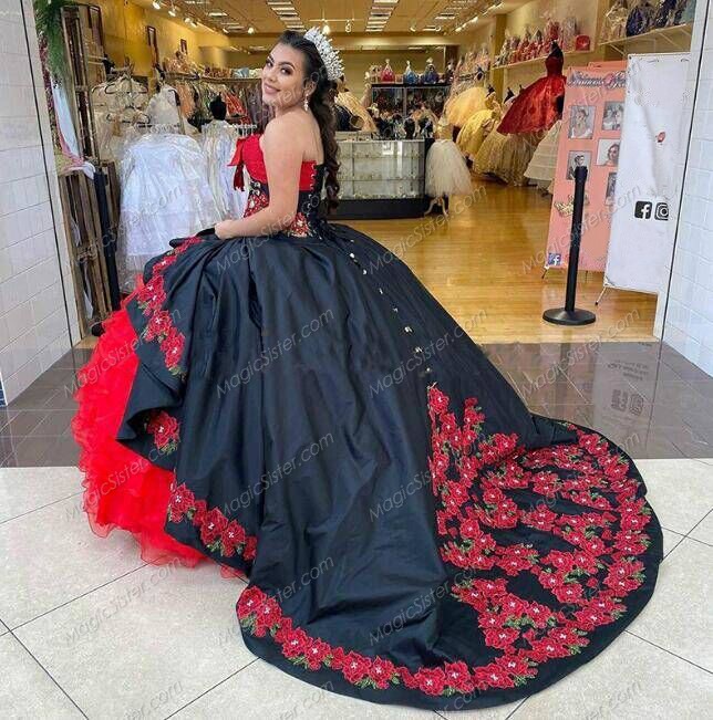 Instock embroidery Flowers Quinceanera dresses