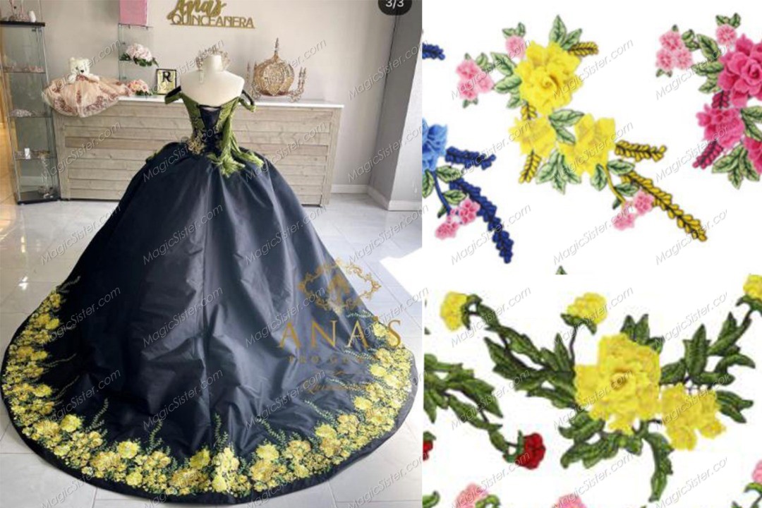 Instock embroidery Flowers Quinceanera dresses