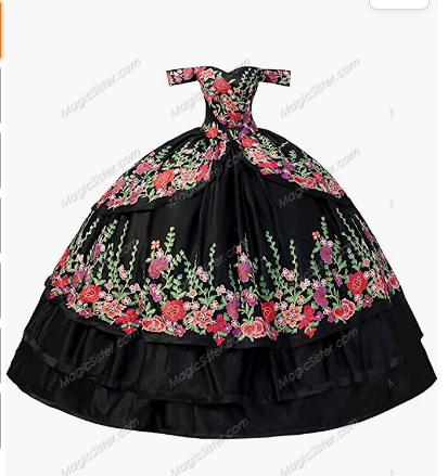 Instock embroidery Flowers Quinceanera dresses
