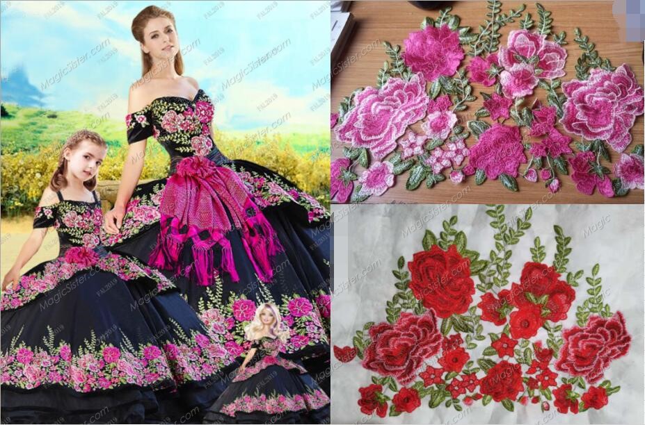 Instock embroidery Flowers Quinceanera dresses