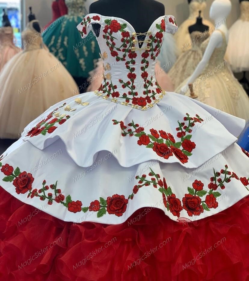 Instock embroidery Flowers Quinceanera dresses