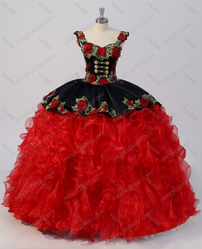 Instock embroidery Flowers Quinceanera dresses