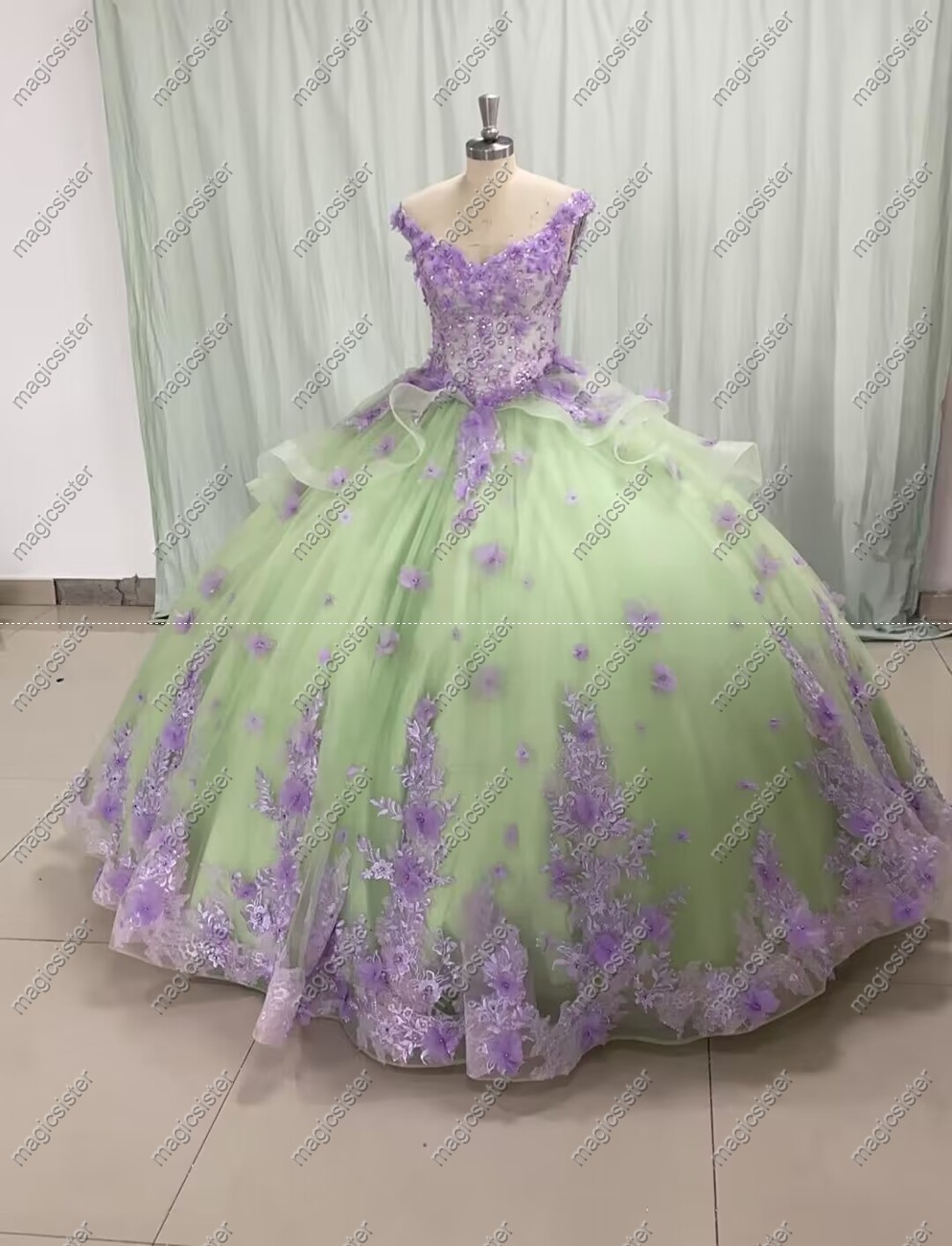 Instock Sage 3D Flower Quninceanera Dress