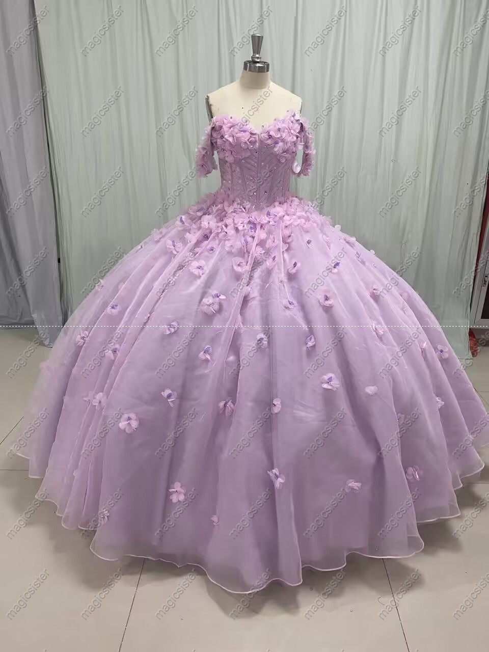 Instock 3D Flowers Quinceanera dresses