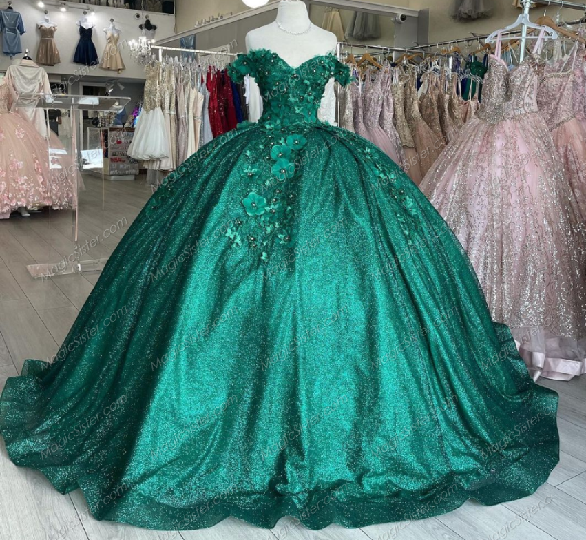 Instock 3D Flowers Quinceanera dresses