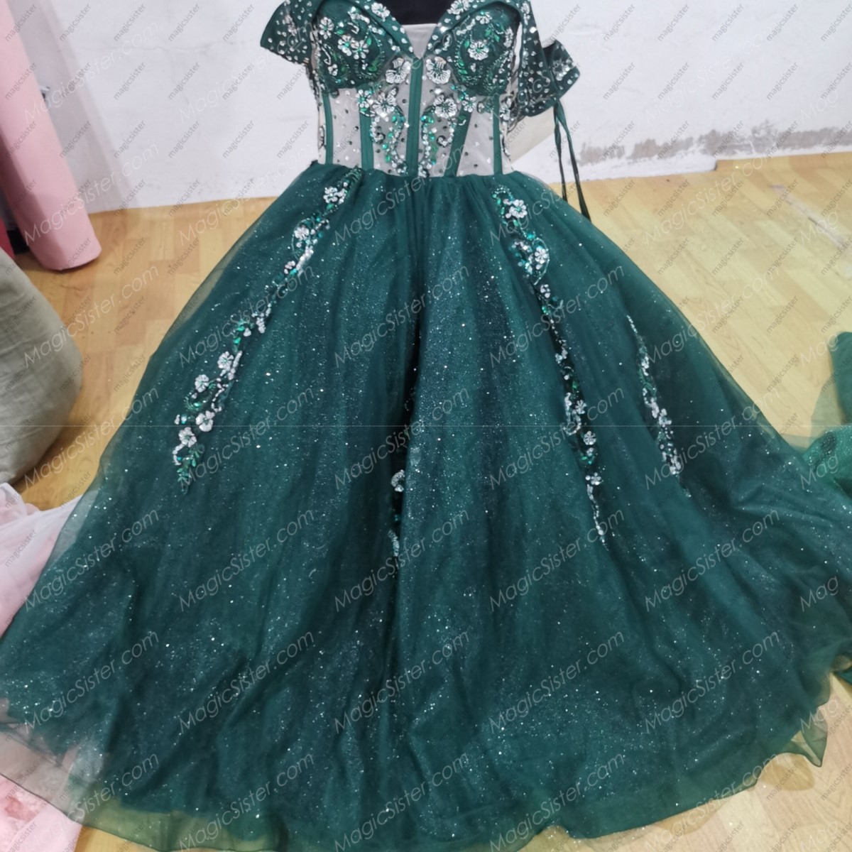 Instock 3D Flowers Quinceanera dresses