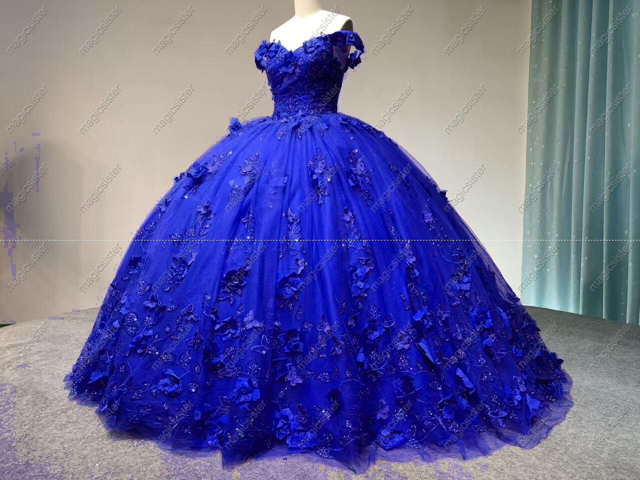 Instock 3D Flowers Quinceanera Dresses