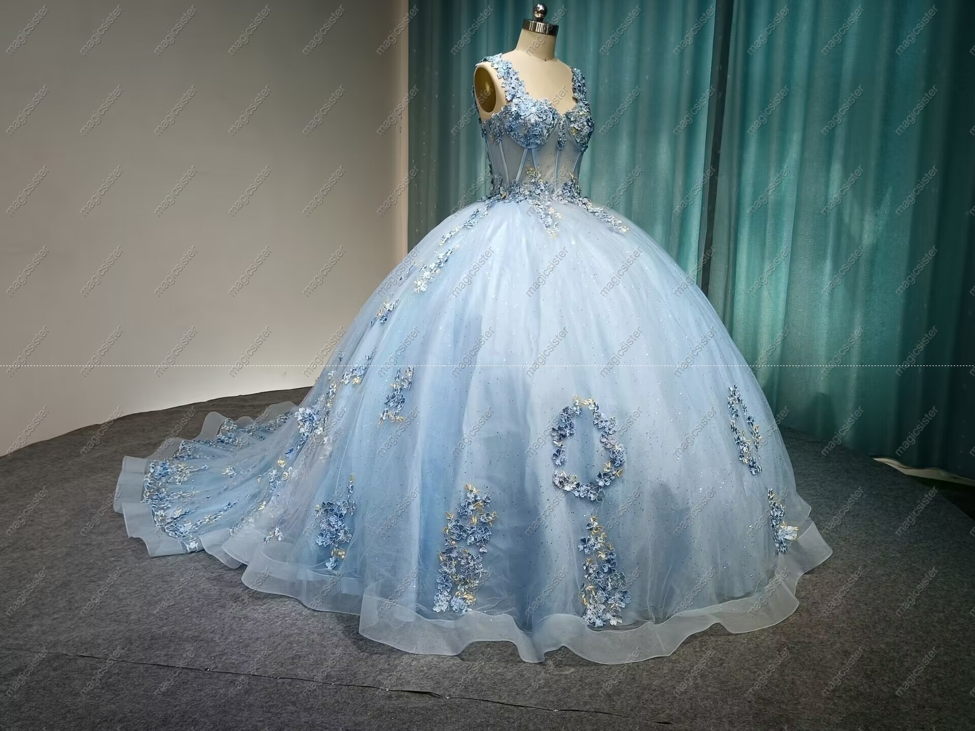 Instock 3D Flowers Quinceanera dresses