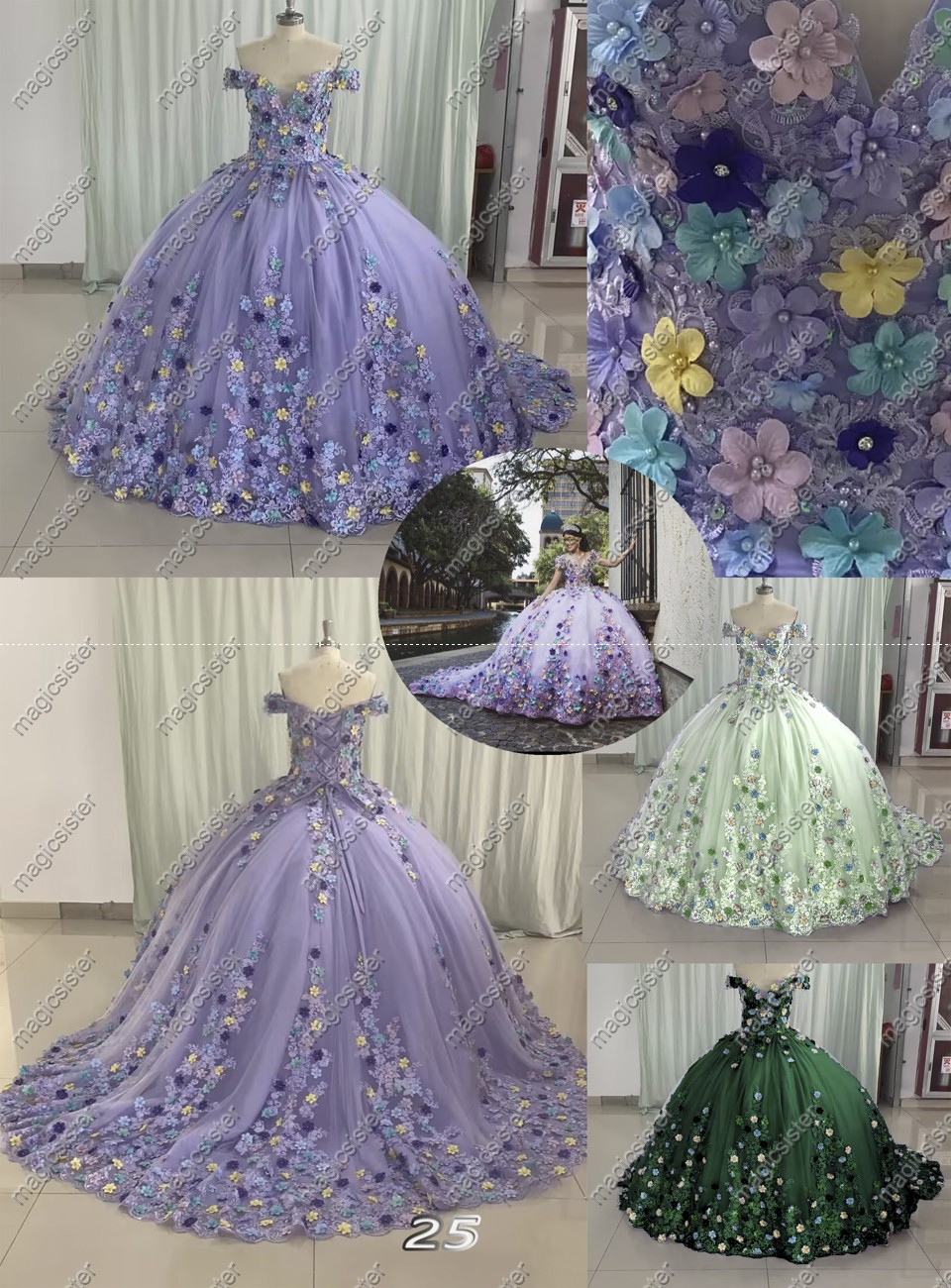Instock 3D Flower Quninceanera Dress