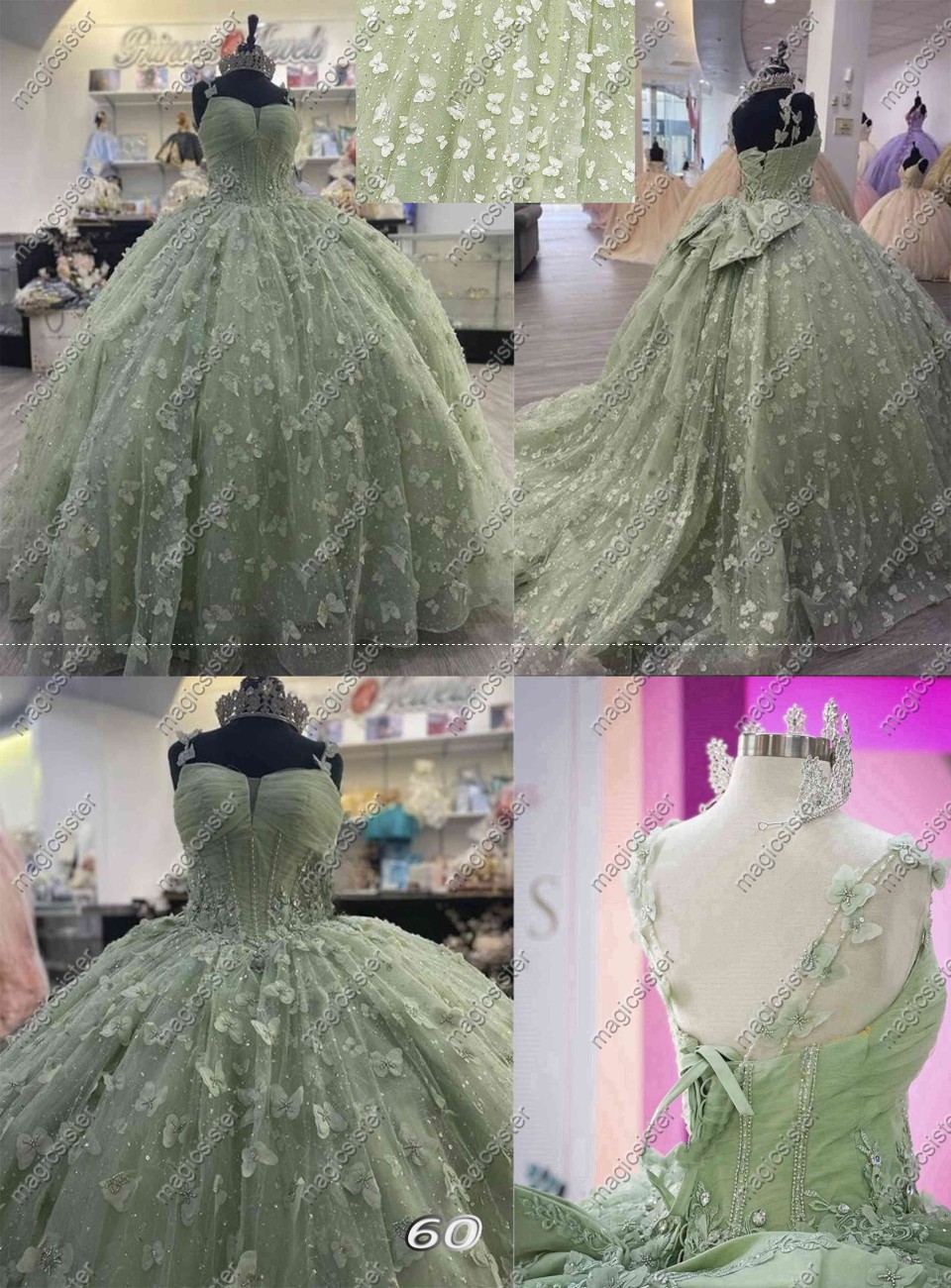 Instock Factory Wholesale Quninceanera Dress with Butterflies