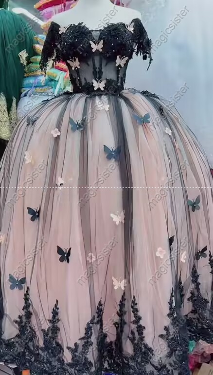 Instock Factory Wholesale Butterfly Quninceanera Dress