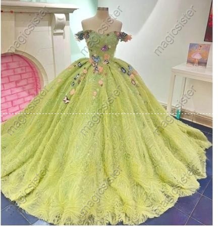 Instock Factory Wholesale Butterfly Quninceanera Dress