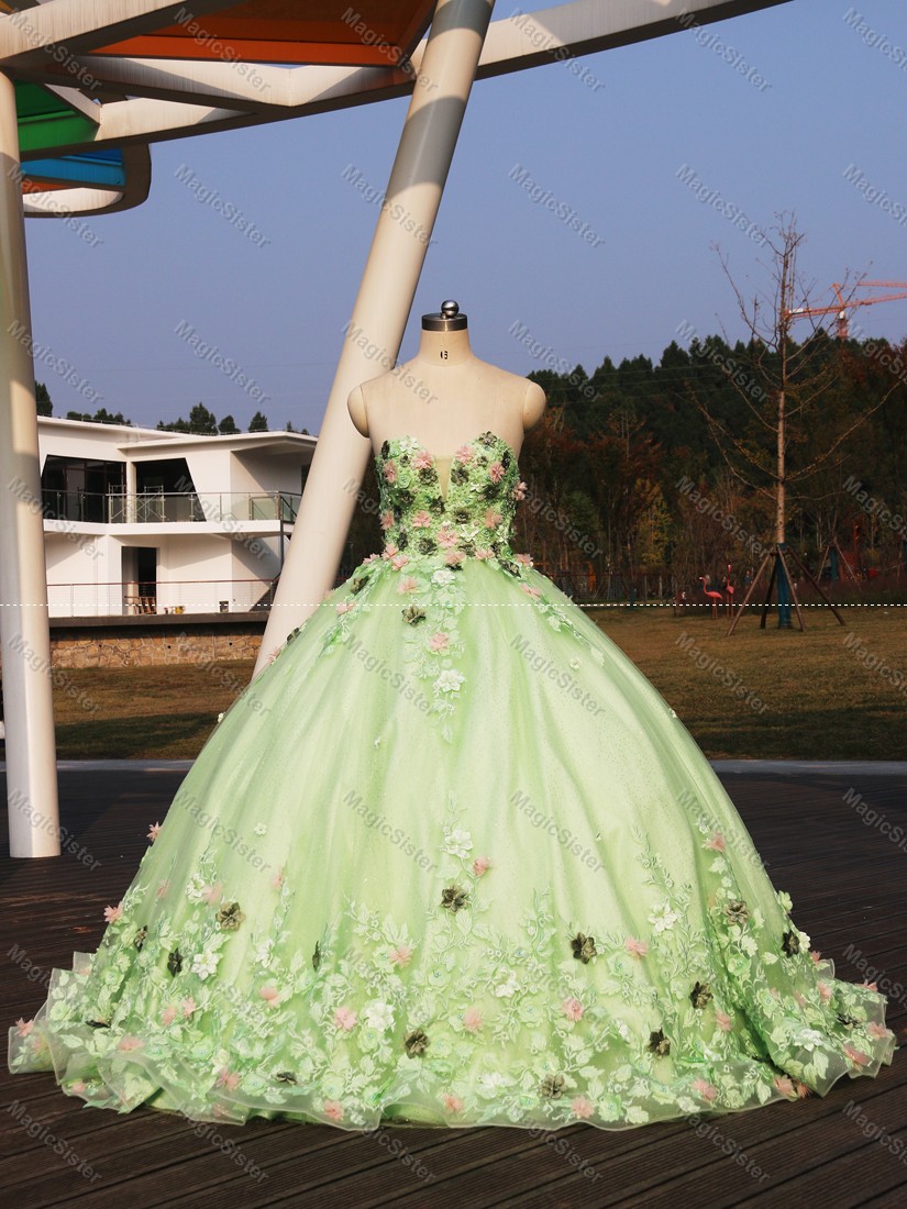 Hot Sale 3D Flower Lace Quinceanera Dress