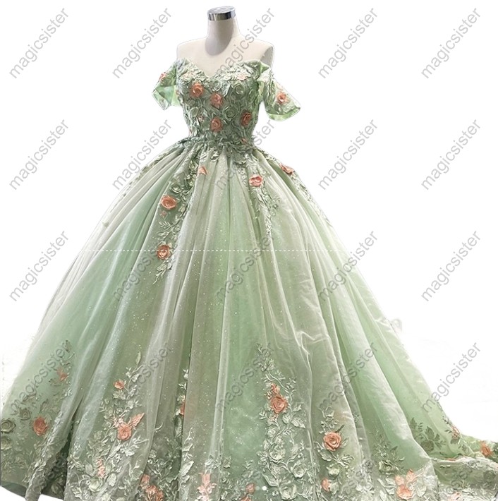 Instock 3D Flowers Quinceanera dresses