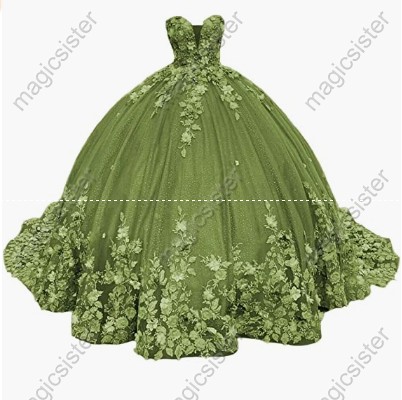 Instock 3D Flowers Quinceanera dresses