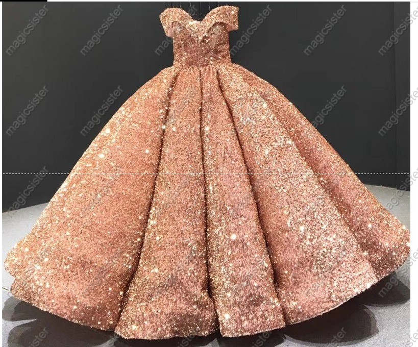 Instock Factory Wholesale Sequined Luxury Quinceanera Dres