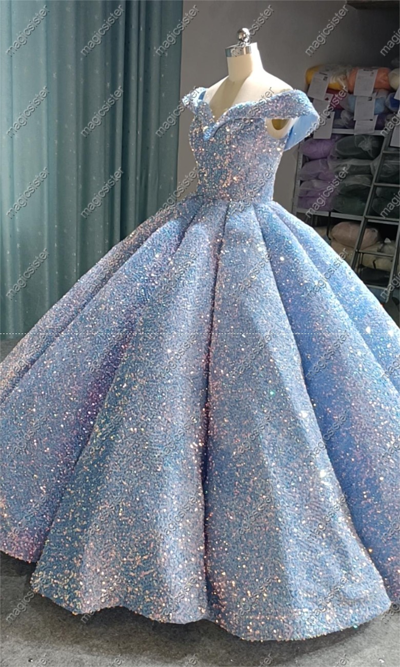 Instock Factory Wholesale Sequined Luxury Quinceanera Dress