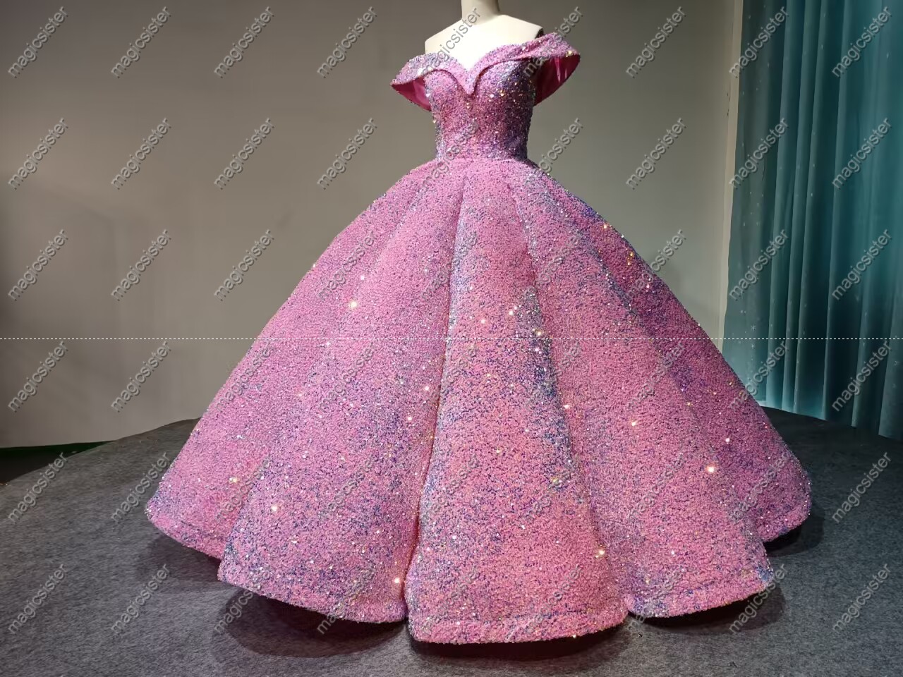Blush Instock Factory Wholesale Sequined Luxury Quinceanera Dress