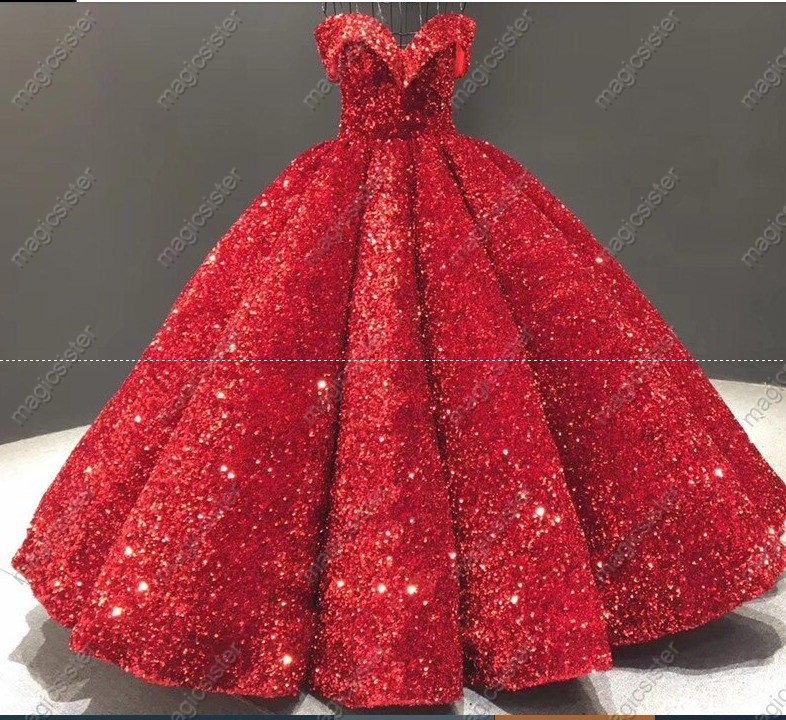 Instock Factory Wholesale Sequined Luxury Quinceanera Dress