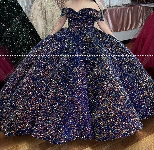 Instock Factory Wholesale Sequined Luxury Quinceanera Dress
