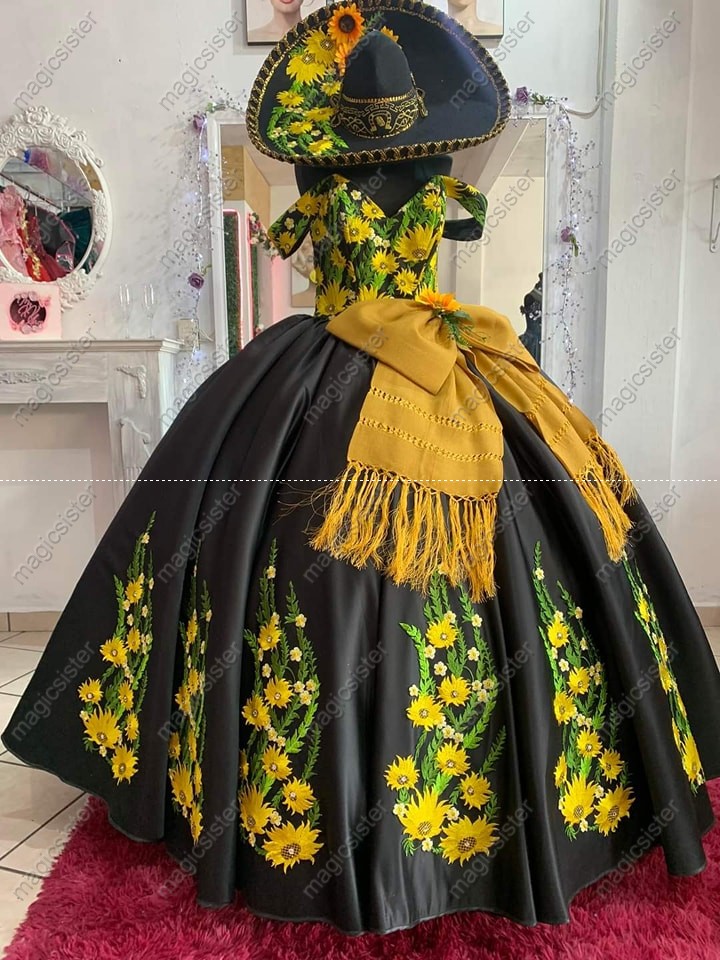 Instock Factory Wholesale Sunflower Quninceanera Dress
