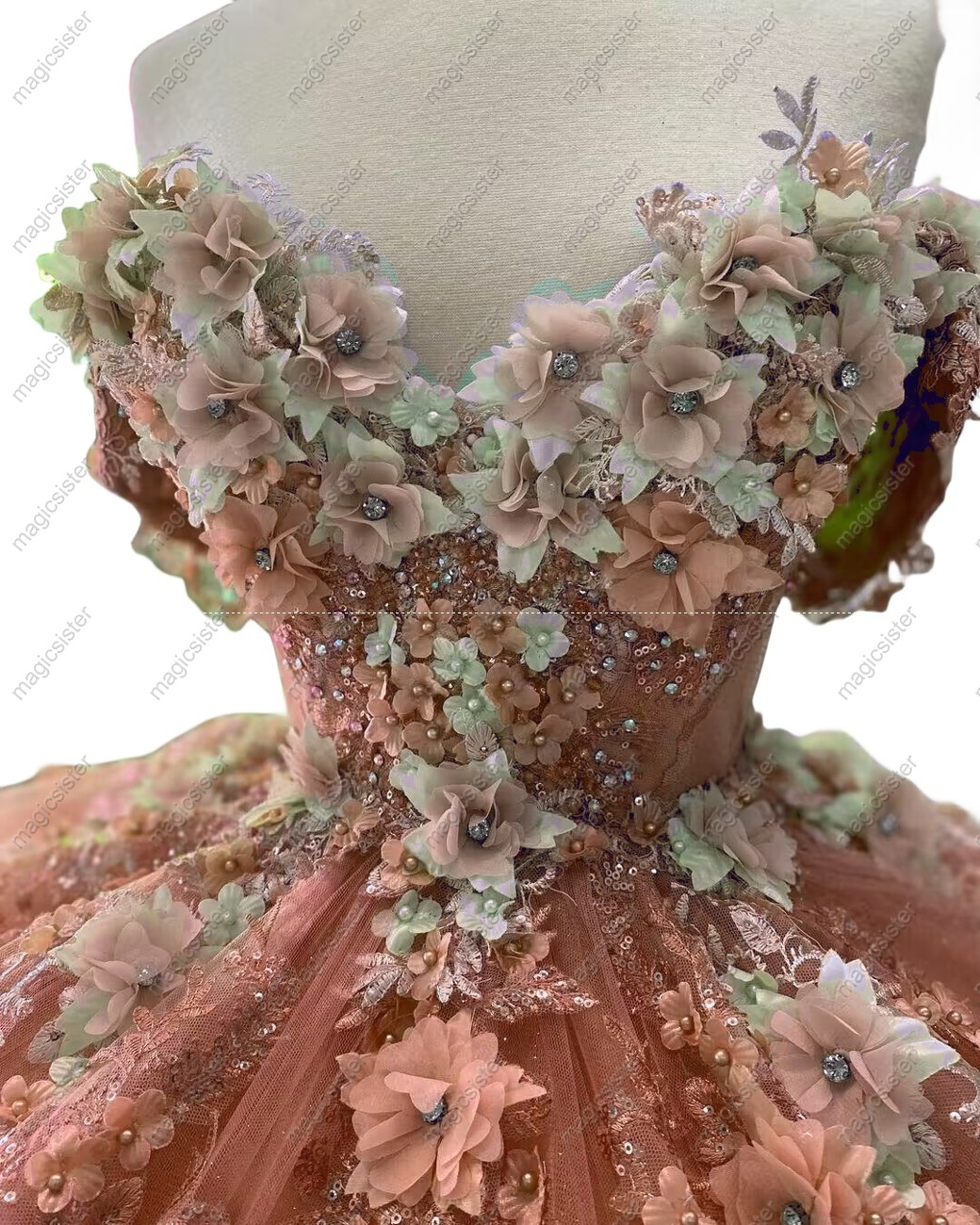 Beautiful Factory Wholesale 3D Flower Quinceanera Dress