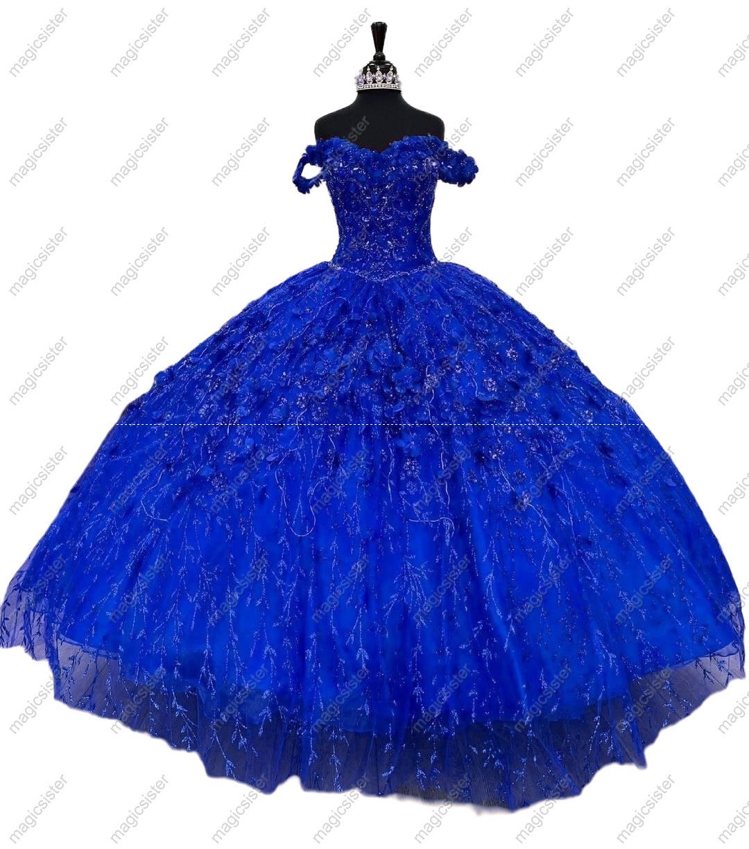 Factory Wholesale Glitter 3D Flower Quinceanera Dress