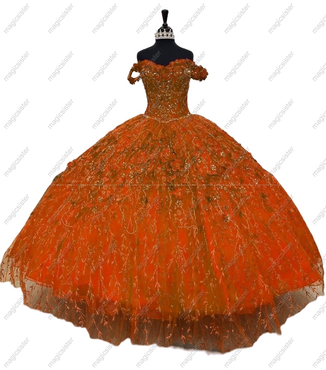 Factory Wholesale Glitter 3D Flower Quinceanera Dress