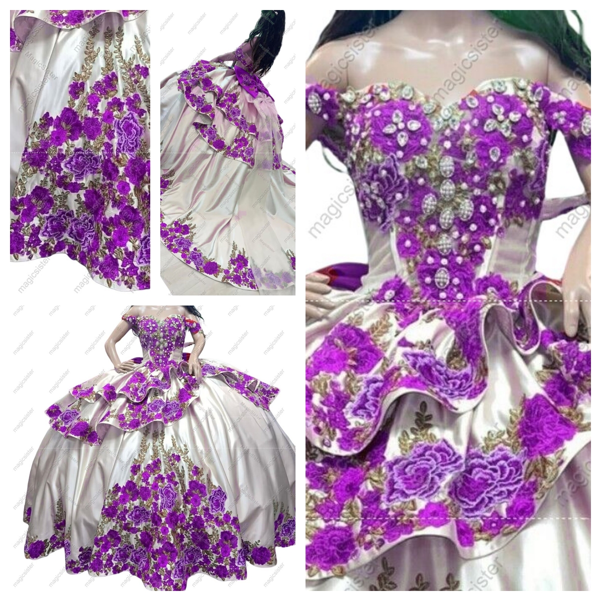 Hotselling Factory Wholesale Embroidery Charro Quinceanera Dress