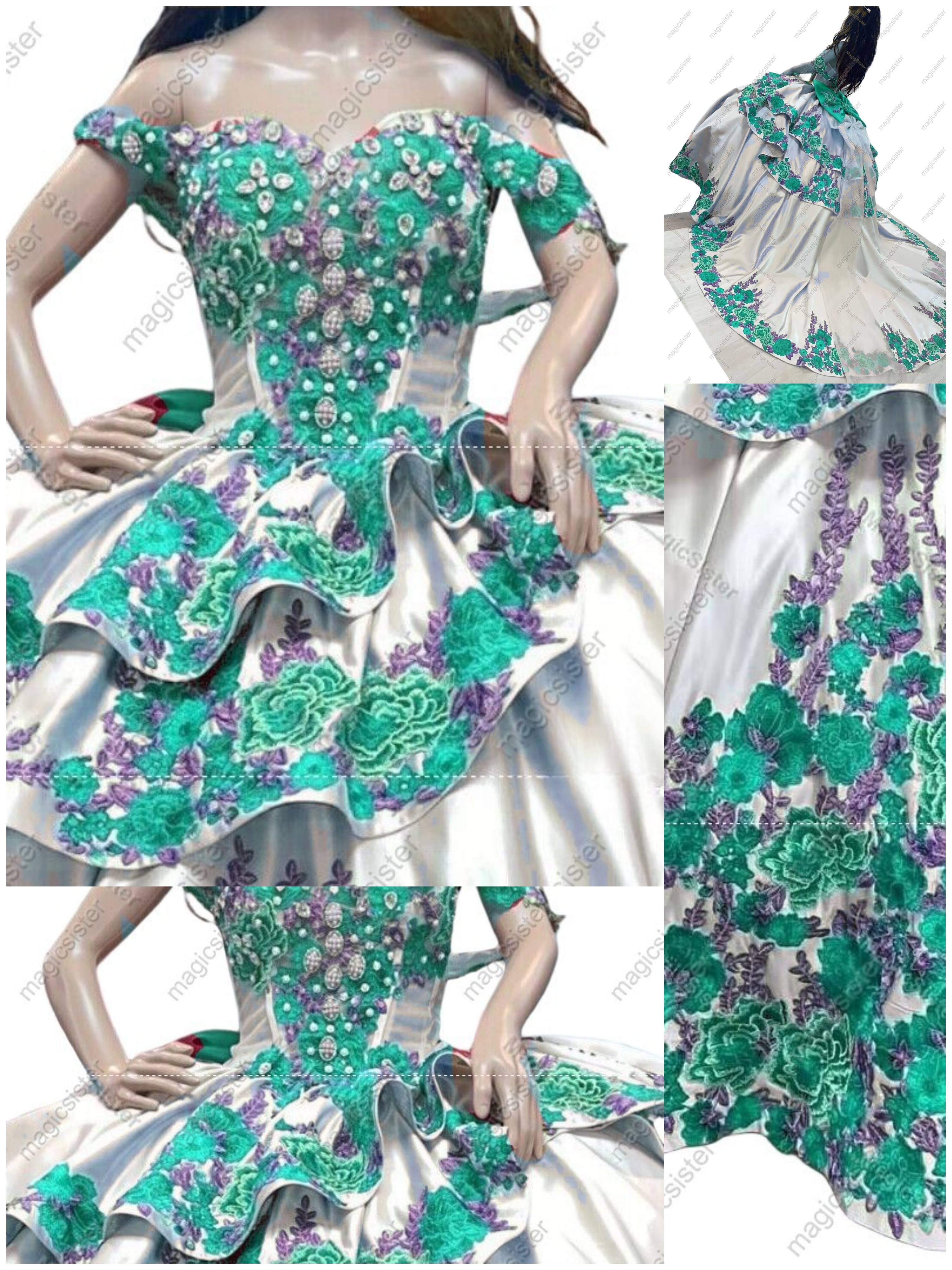 Hotselling Factory Wholesale Embroidery Charro Quinceanera Dress