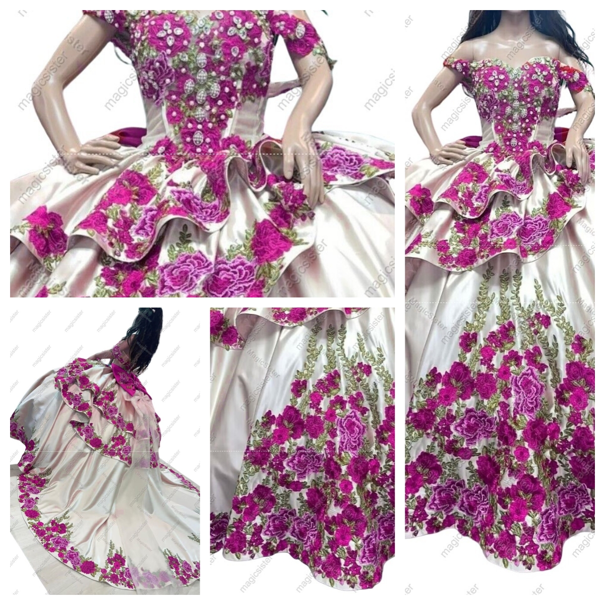 Hotselling Factory Wholesale Embroidery Charro Quinceanera Dress