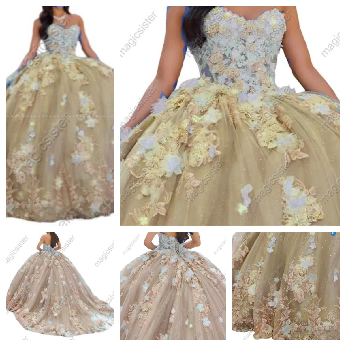 Elegant Instock 3D Flower Quinceanera Dress