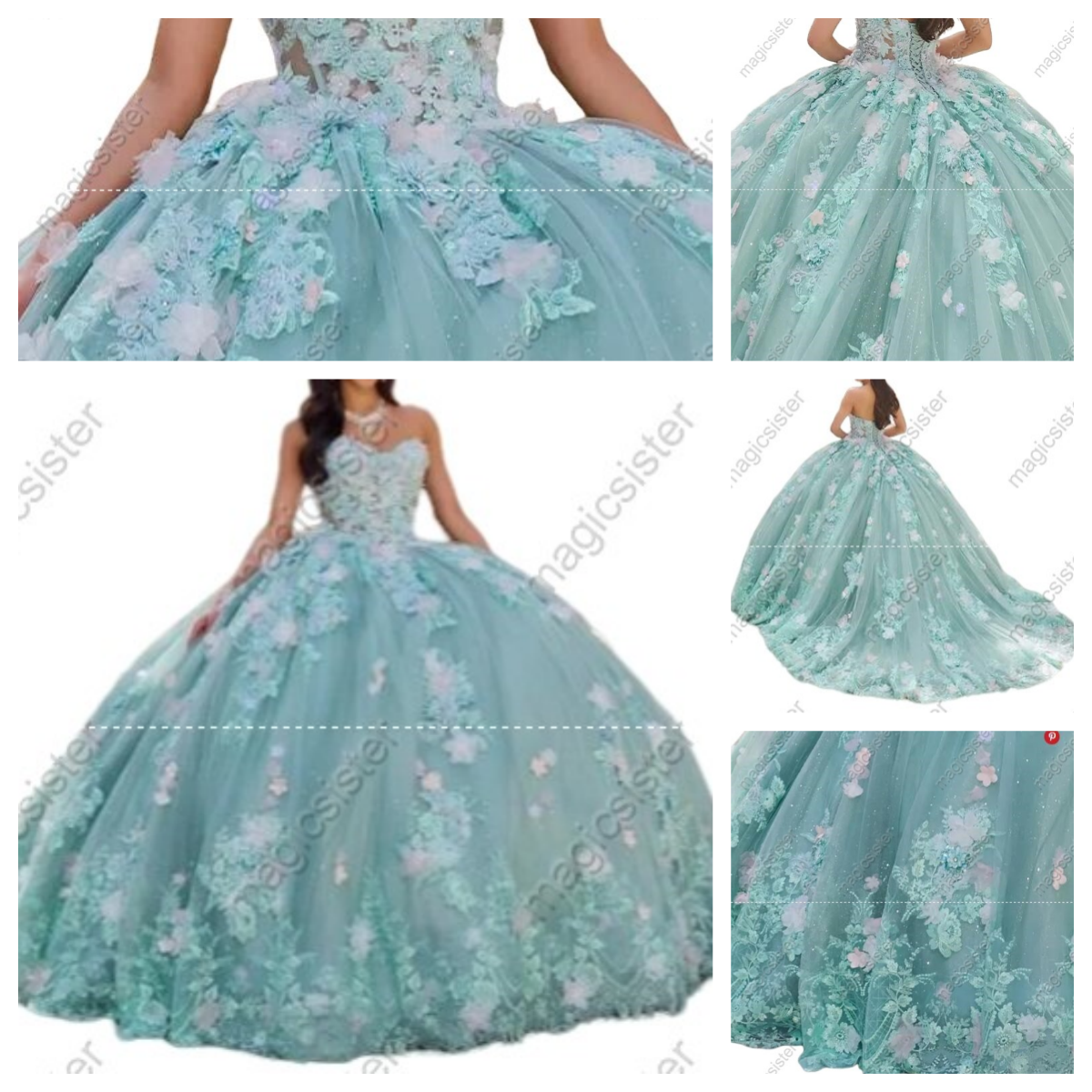 Elegant Instock 3D Flower Quinceanera Dress