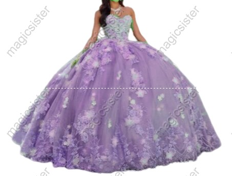 Elegant Instock 3D Flower Quinceanera Dress