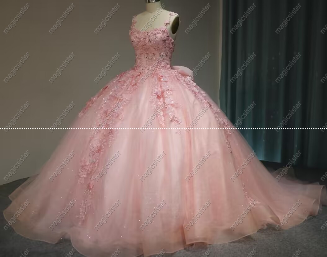 Blush Gorgeous Instock Glitter Butterfly Quinceanera Dress