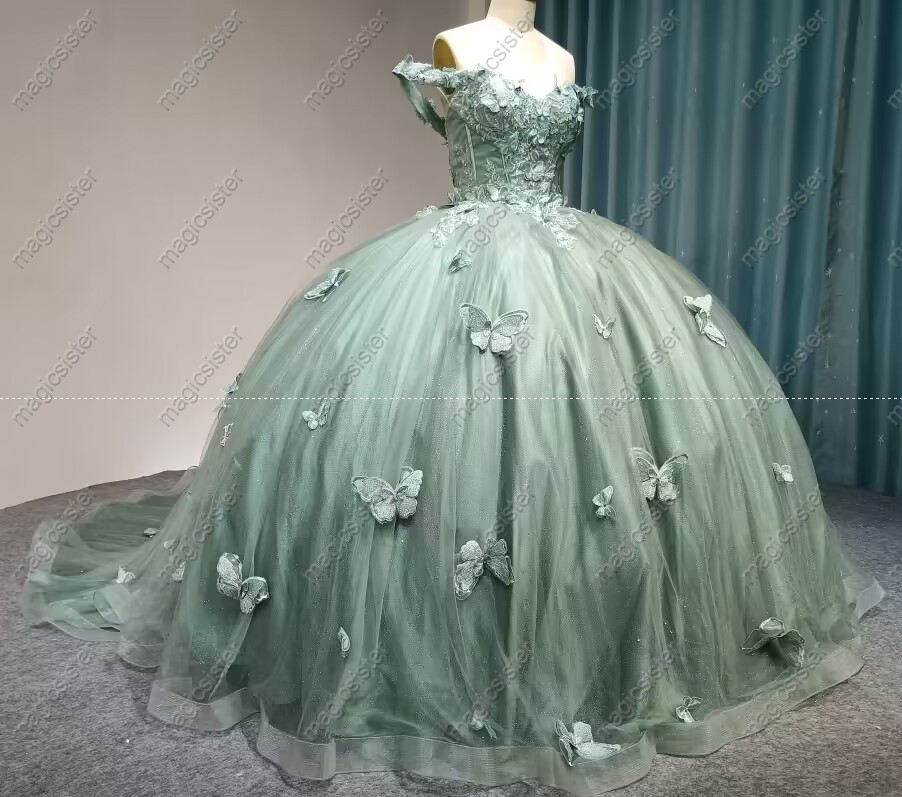 Instock Fairytale Butterfly Quinceanera Dress