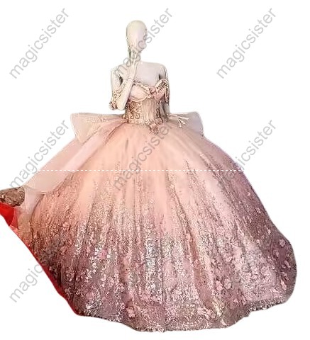 Blush Superhot Factory Wholesale 3D Flowers Sequined Quinceanera Dress