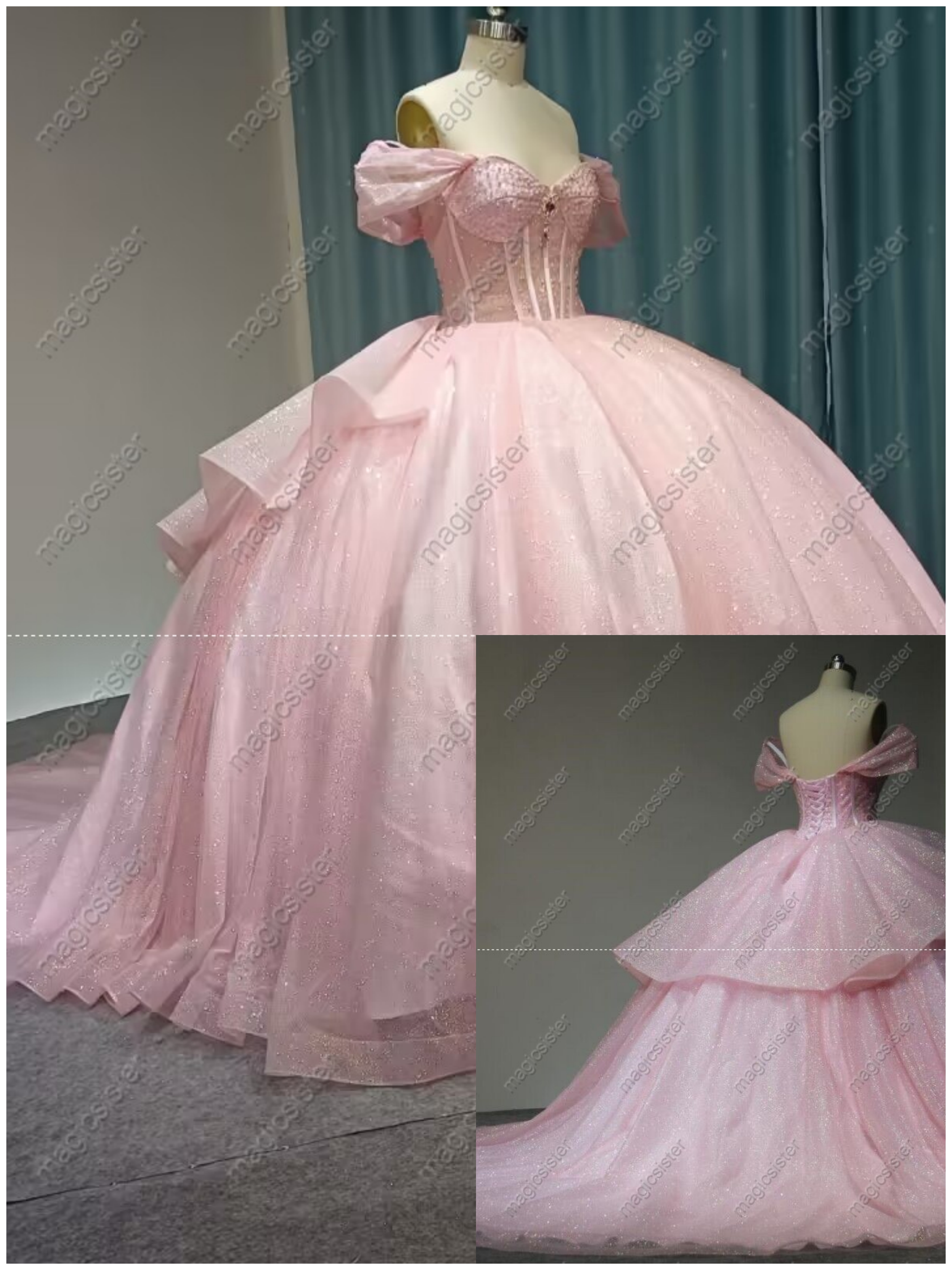Blush Superhot Unique Factory Wholesale Glitter Quinceanera Dresses